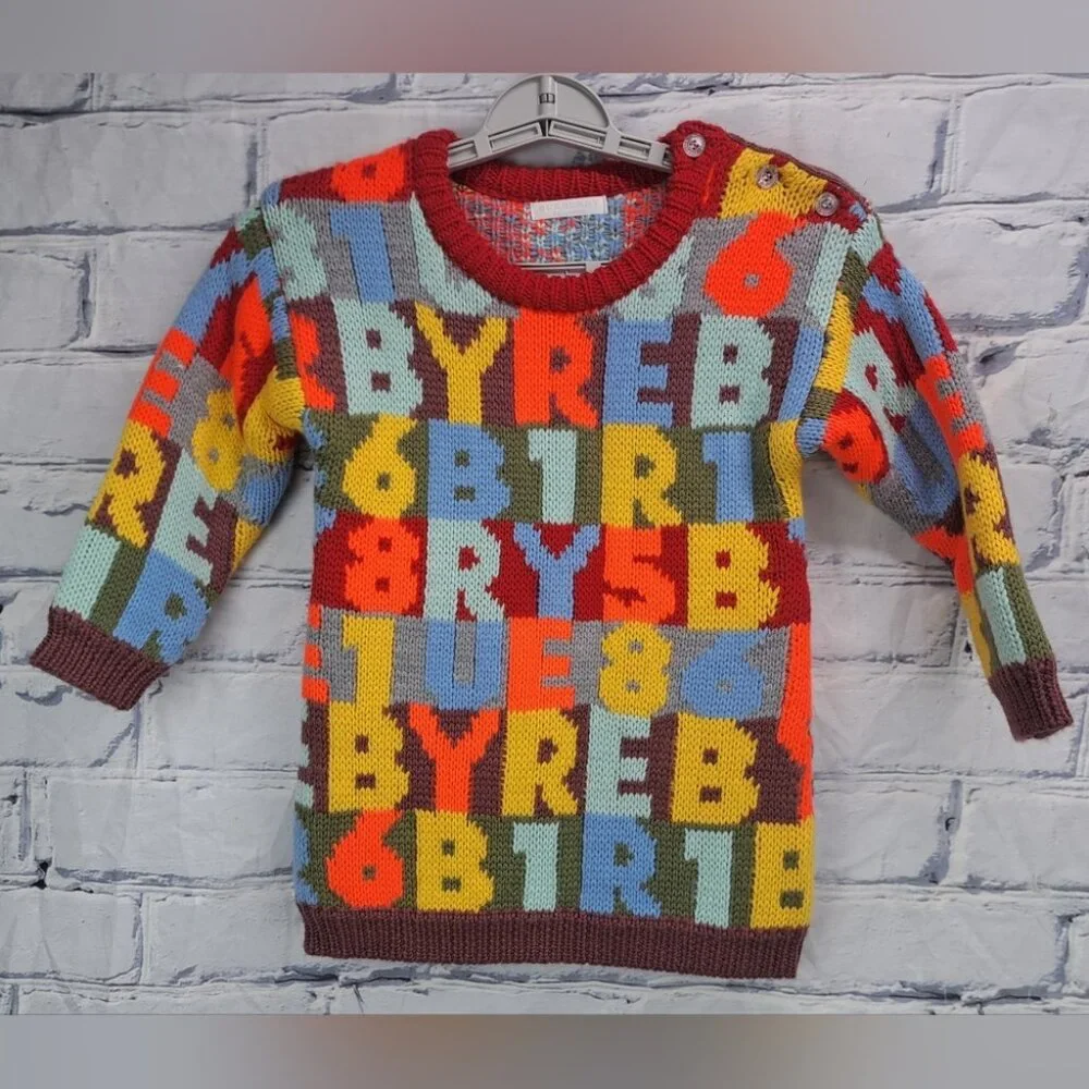 Burberry Children Kids Girls Sweater Dress Alphabet Knit Italy Size 4(US)